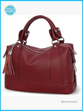 Genuine Leather Satchel Tote Crossbody Bag Spacious Medium Purse Handbag Classic